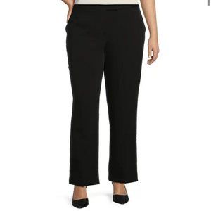 Kasper Stretch Crepe Straight-Leg Pants~Size 12~Black Career Business EUC
